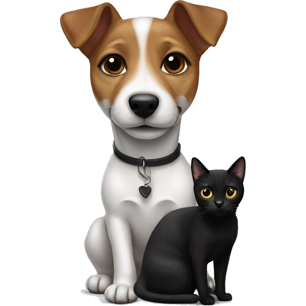 A genale jack russel terrier and a black cat emoji