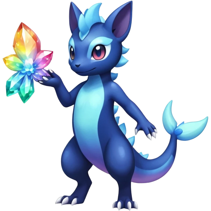 Rainbow crystal mix Shiny pastel Nebulae Salandit-Meowstic-Noibat-Fakémon-hybrid-creature (full body)  emoji