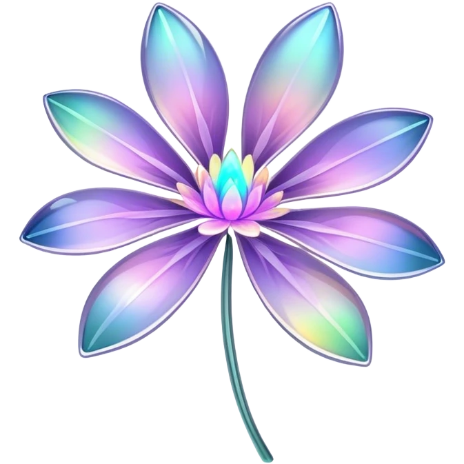 Dark Pastel iridescent transparent bio-luminescent flower with thin glossy glass petals emoji