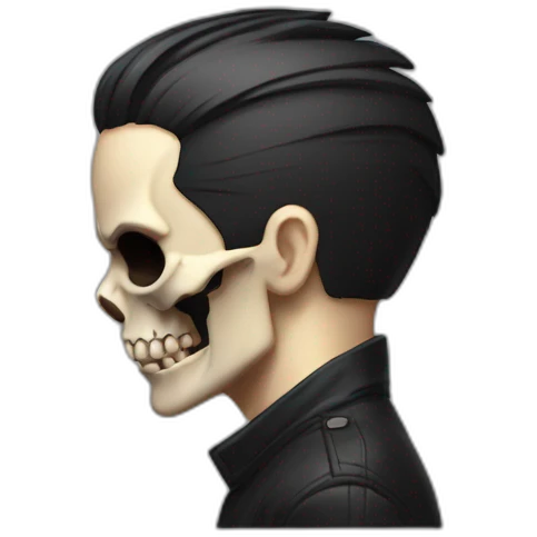Skull with slicked back hair akira body emoji