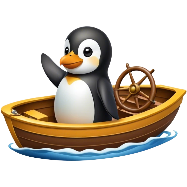Penguin driving a boat emoji