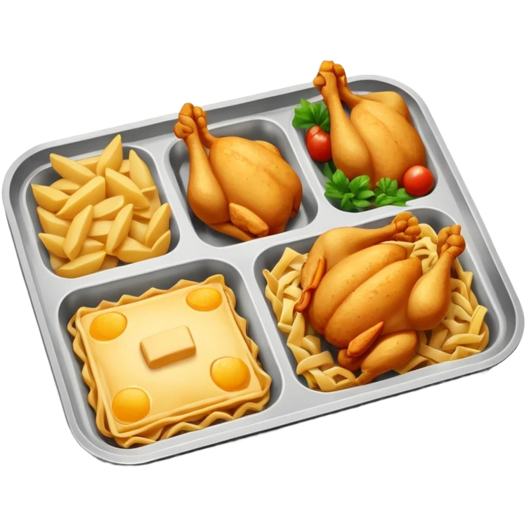 rectangle tray meal with chicken pasts emoji