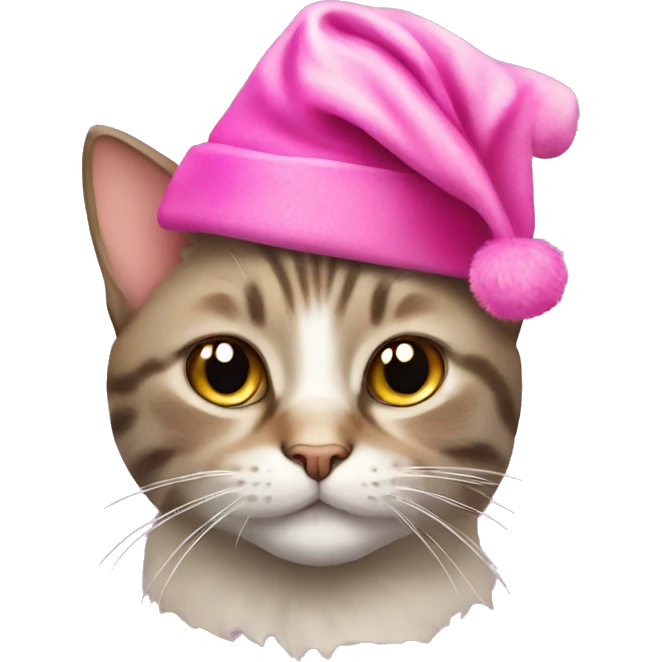 cat with pink christmas hat emoji