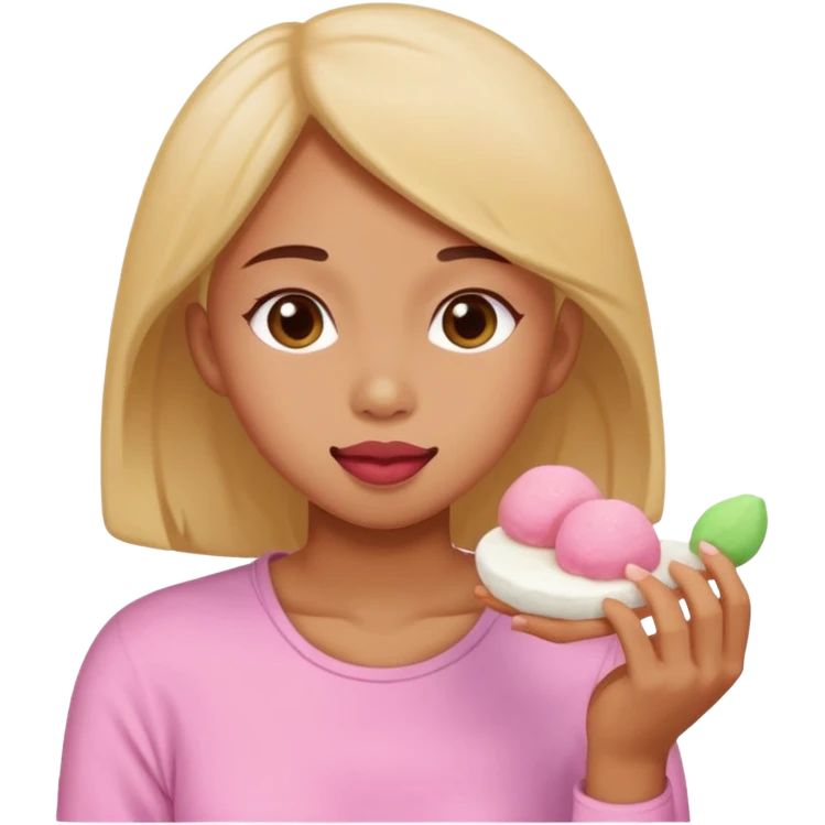 woman eating mochi emoji