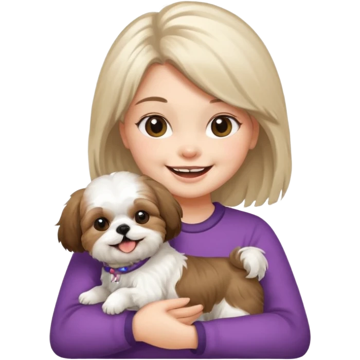 girl carrying happy Shih Tzu emoji