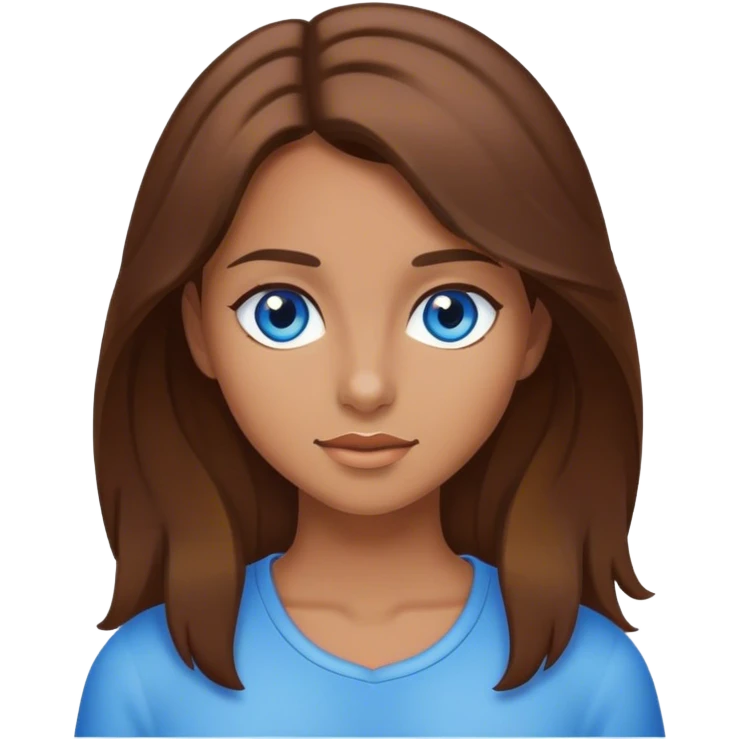 Girl with brown hair and tan skin and blue eyes emoji
