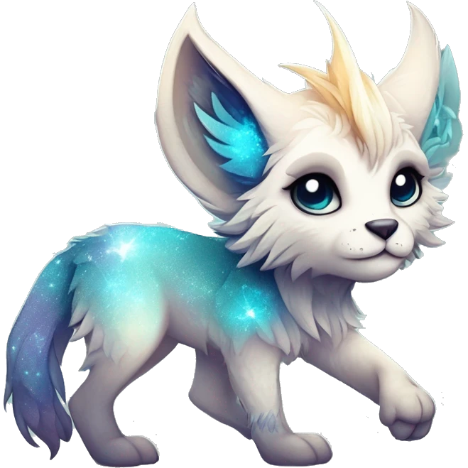 Cool cute Kawaii edgy ethereal futuristic modern fantasy animal sparkle fursona Fionbri creature by griffsnuff & LiLaiRa & Falvie full body emoji