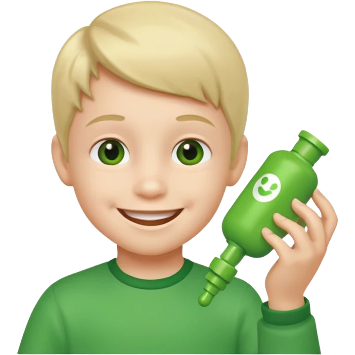 kid playing green formula toy emoji