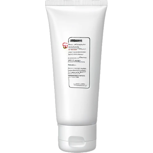 facial exfoliant bottle with label emoji