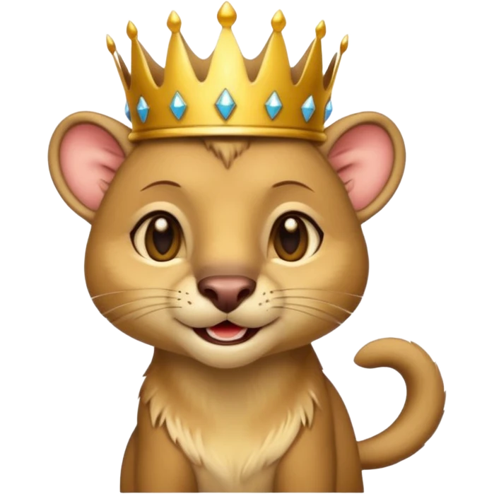 Fossa animal wearing a crown looks arrogantly smiley emoji