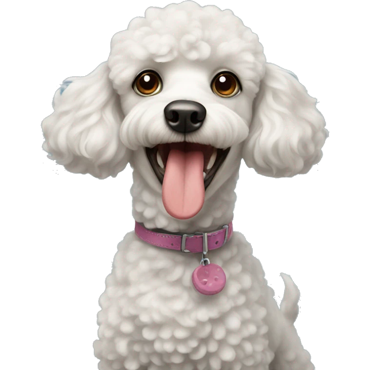 poodle dog with tongue out emoji