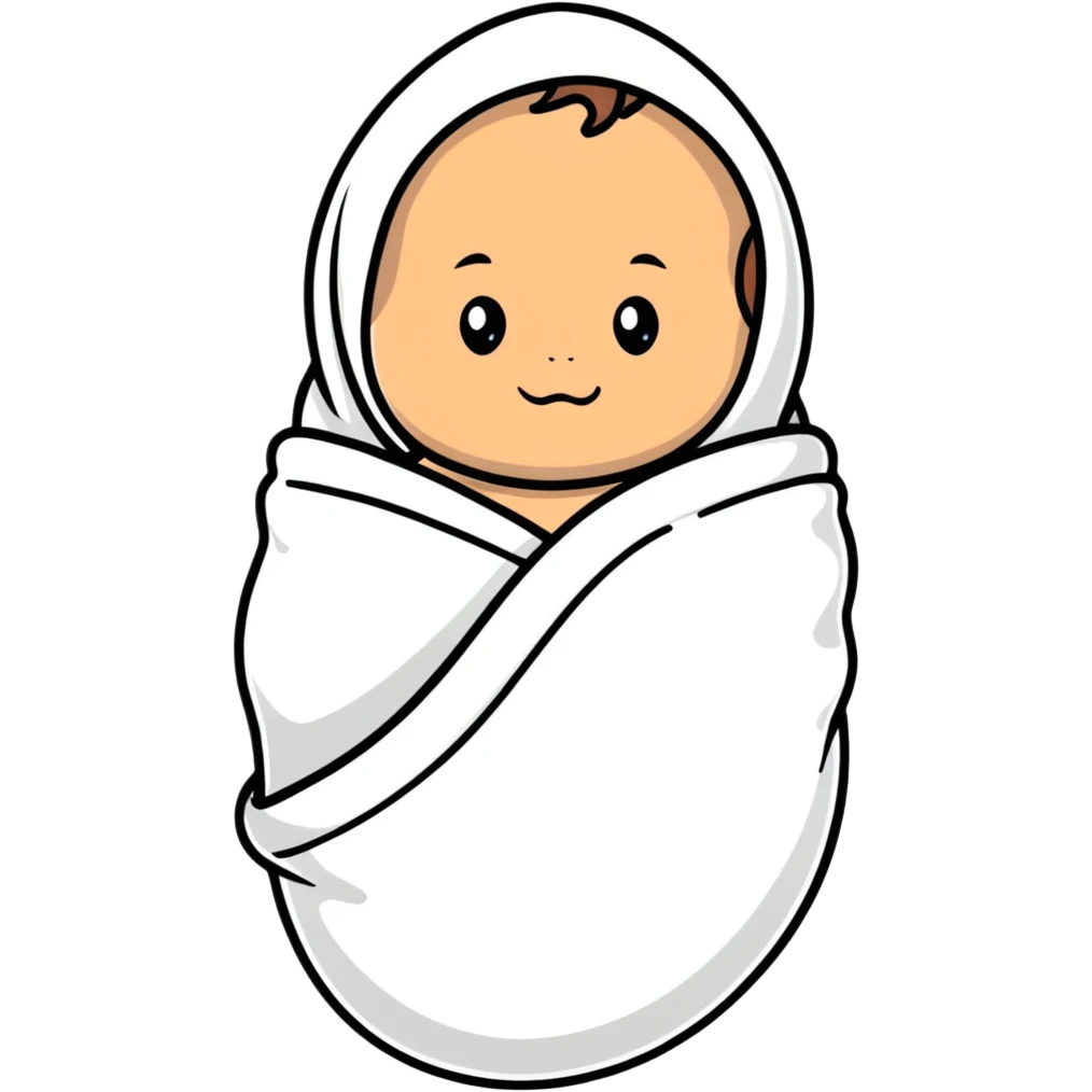 tanned baby swaddled in a white blanket emoji