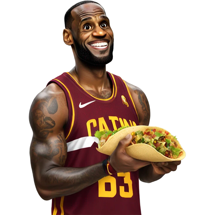 LeBron eating a taco emoji