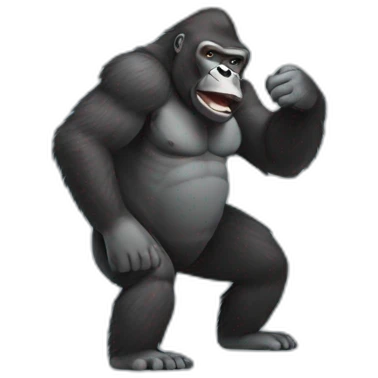 Gorilla body farting with big cloud in the back emoji