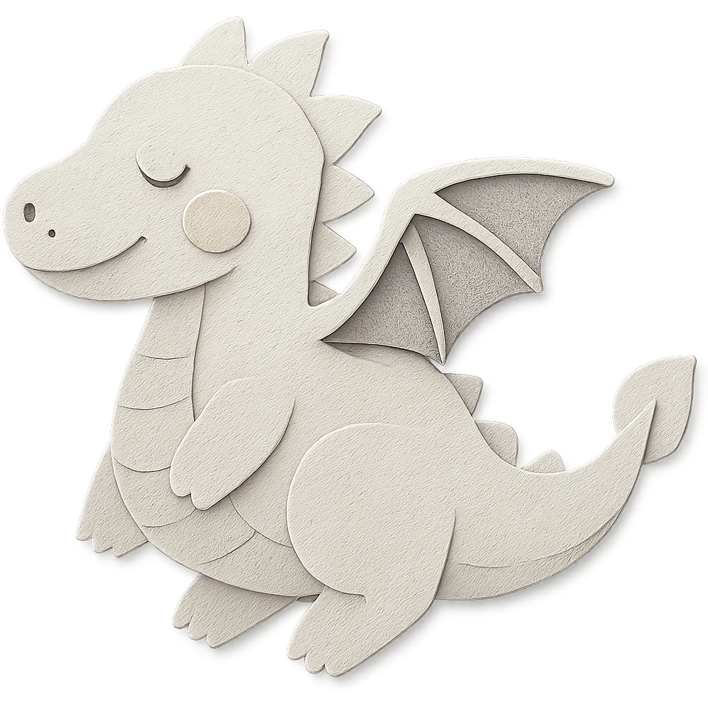 dragon paper sculpture with more details, white dragon emoji