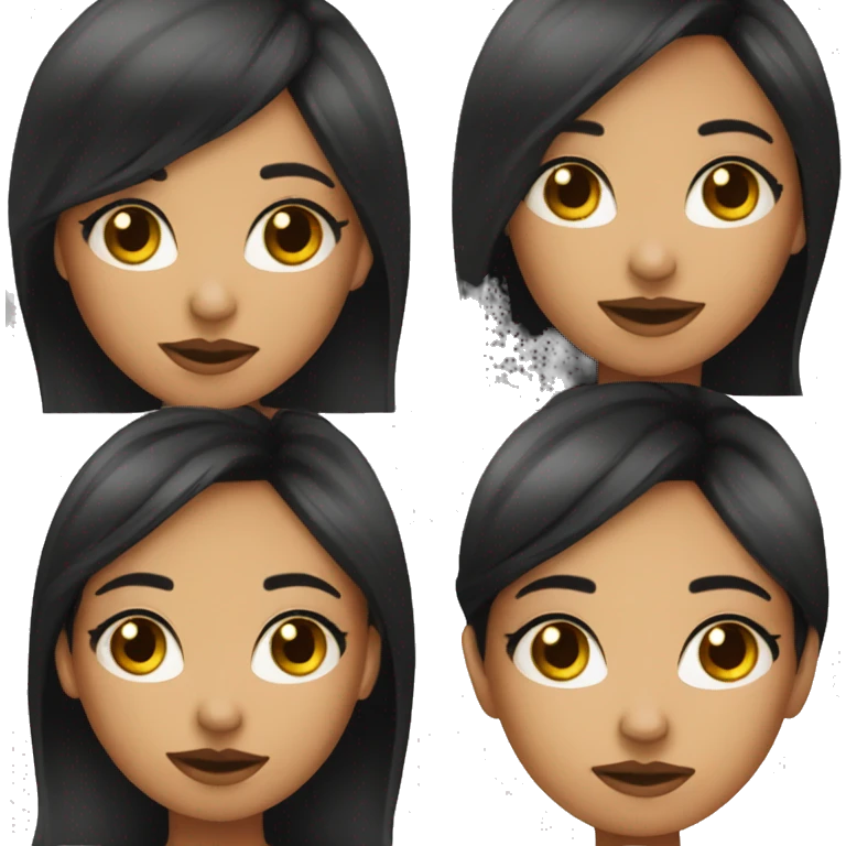 Girl with nose job and straight black hair and excessive makeuo emoji