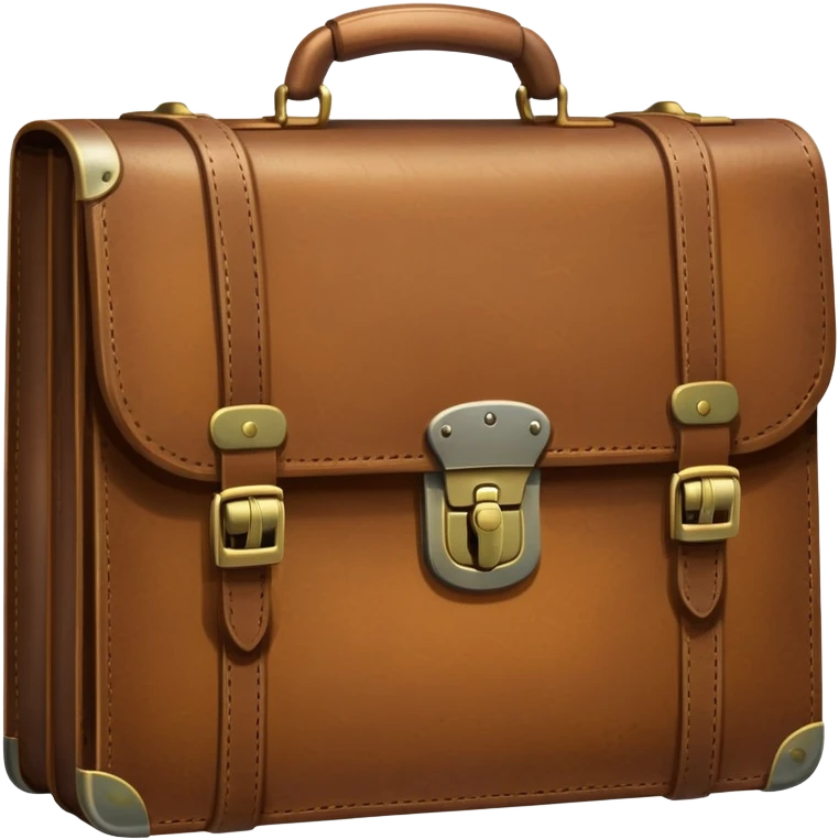 A brown leather briefcase or suitcase, closed, with handle and locks emoji
