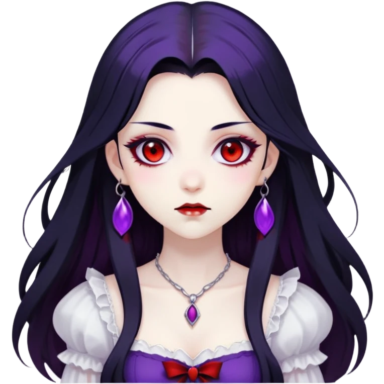 Beautiful ethereal Gorgeous Vampiric Edgy Anime Lady With Black red White Purple  emoji