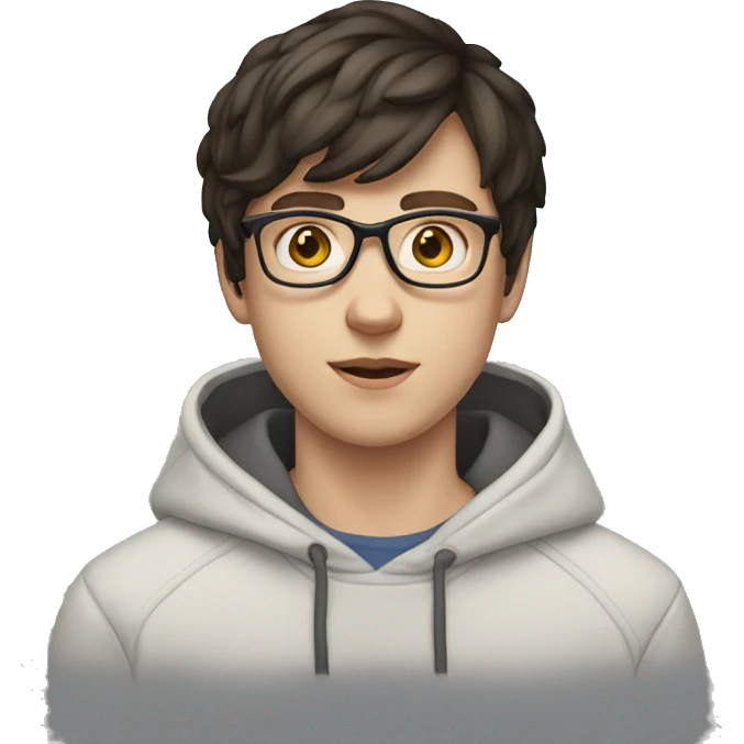 18 yo white boy dark short hair with glasses in a hoodie  emoji