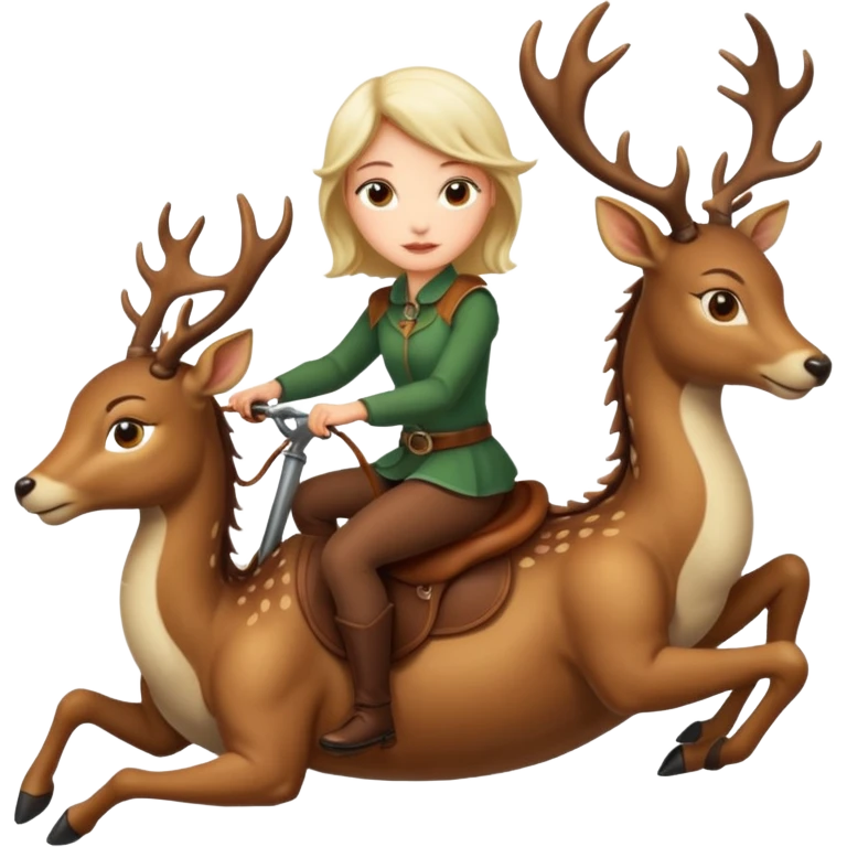 Girl riding a deer on a dragon  emoji