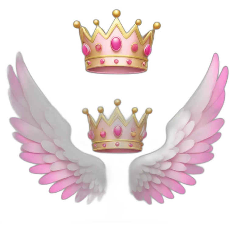 Crown and wings in pink and white emoji