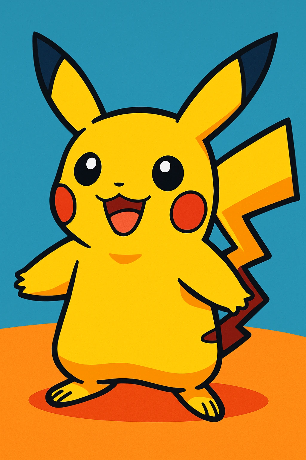 full body Pikachu, cheerful expression, vibrant cartoon style, simple background emoji