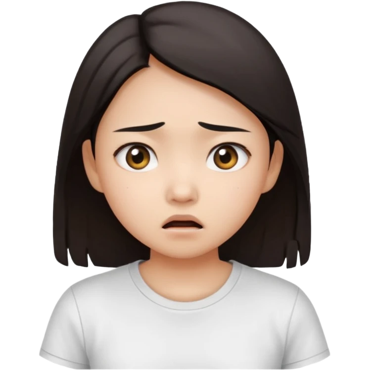 dark circles eyes frightened asian girl with white t-shirt emoji