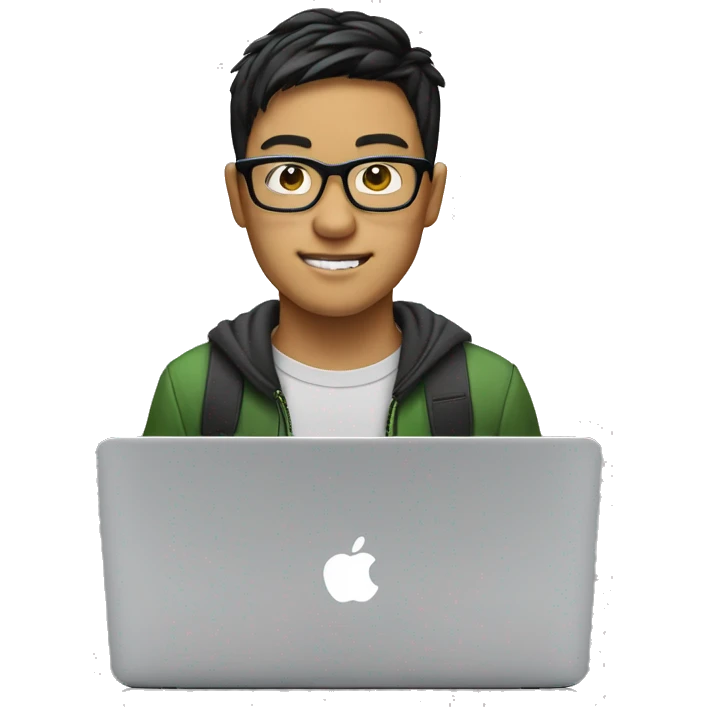 eric nguyen coding with glasses on a macbook emoji