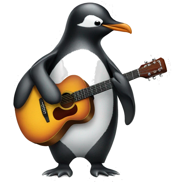 Penguin with a guitar emoji