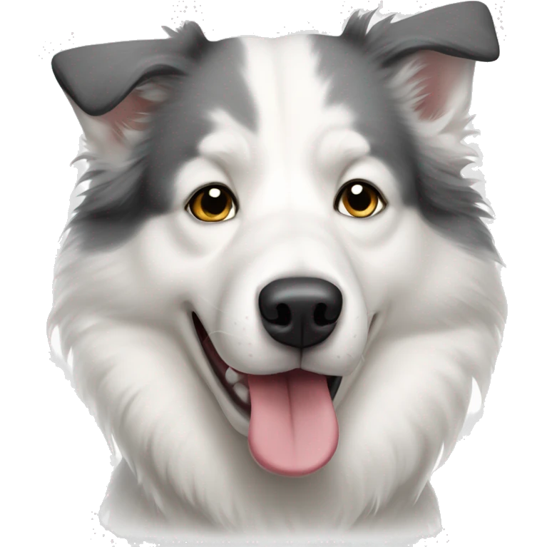 all white husky and Australian shepherd  emoji