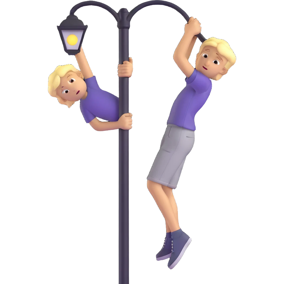 blond teenage boy clinging to a lamppost in strong wind emoji
