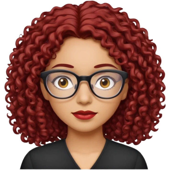 hispanic women with brown eyes and clear glasses and dark red  curly hair emoji