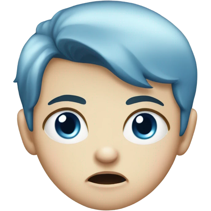 Angry baby Caucasian boy with blue eyes and blue hair emoji