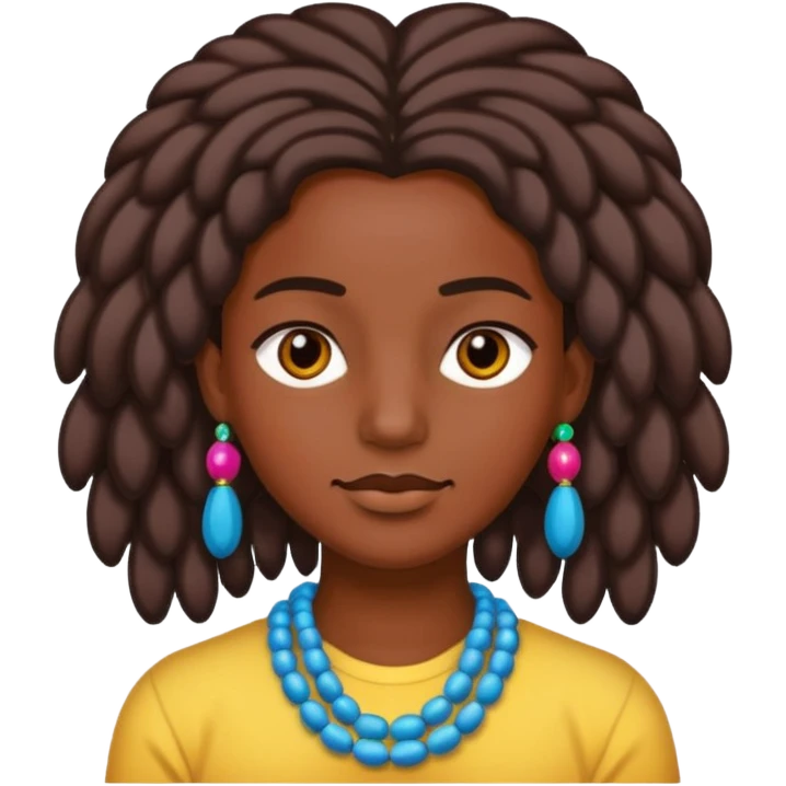 person with beads in hair and colorful styşe emoji