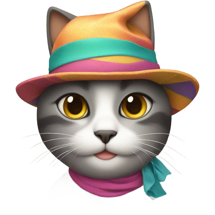 Cat with hat and dress emoji