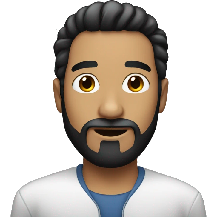 A person with slick black hair and a very small beard emoji