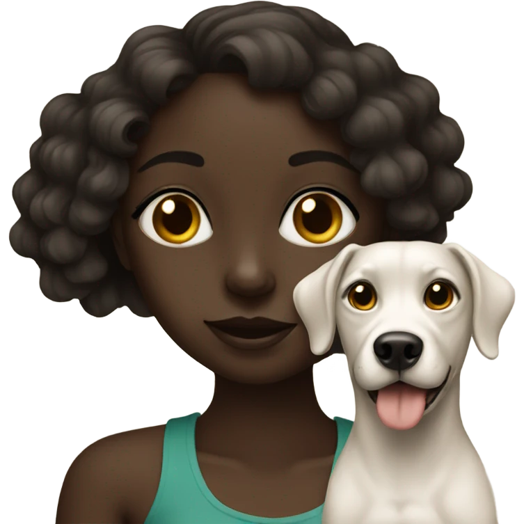 portrait of a dark-skinned girl with dog emoji