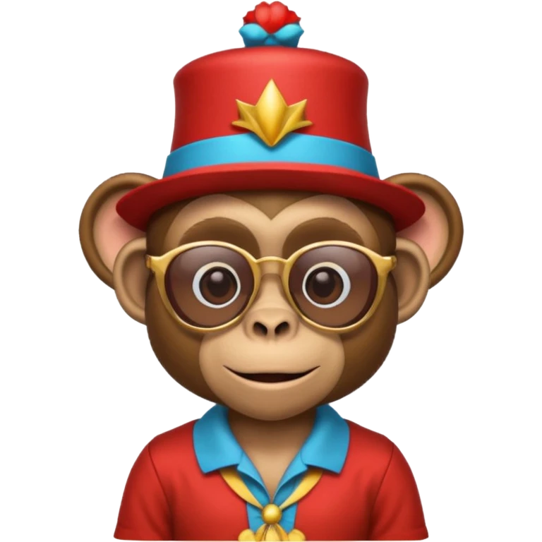 a sunglasses monkey with circus hat and shirt emoji