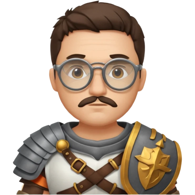 scientist, wearing gladiator cloth, big round glassed emoji