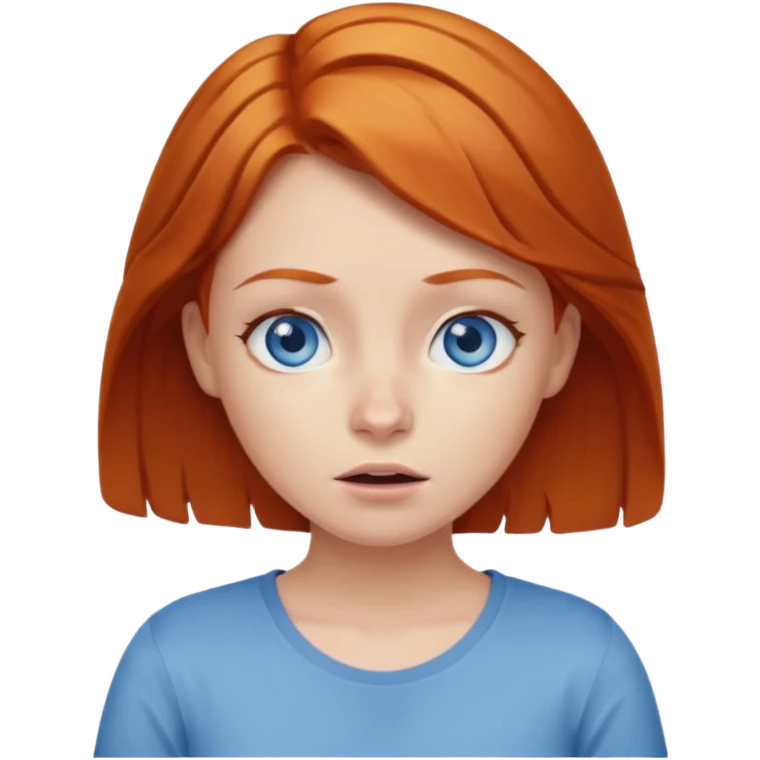 ginger haired girl with blue eyes shrugging emoji