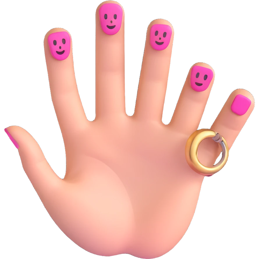 a hand with the pinky and ring finger down, while the rest are up, 3D emoji style emoji