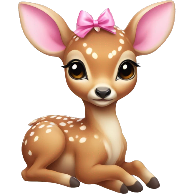 baby deer with fairy wings and a pink bow around its neck  emoji