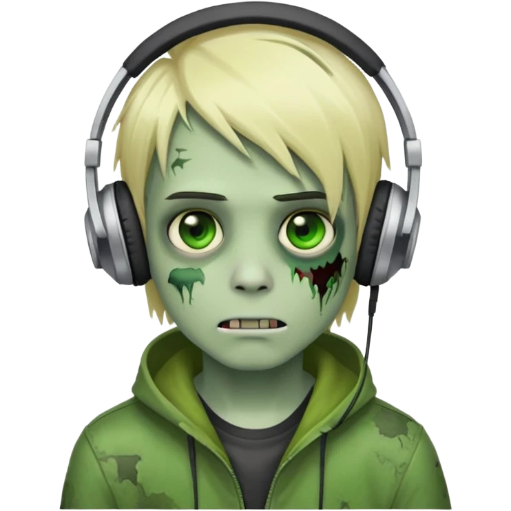 boy zombie with blonde emo hair and green skin and headphones  emoji