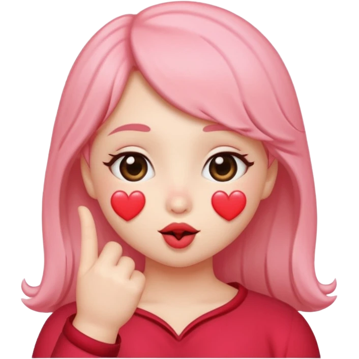 an uwu kissy face with a finger heart emoji