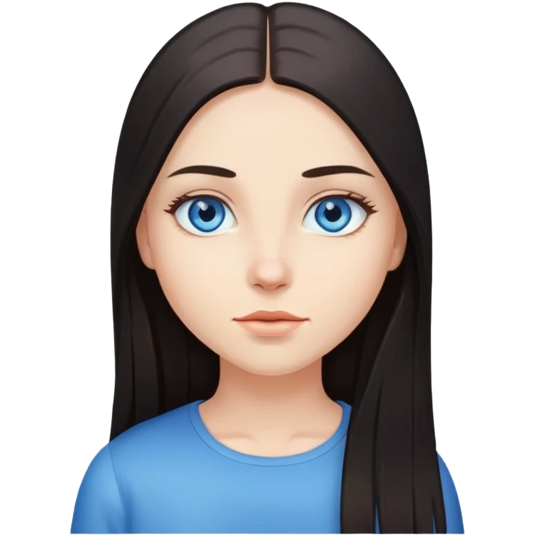 girl with long straight dark hair and blue eyes emoji
