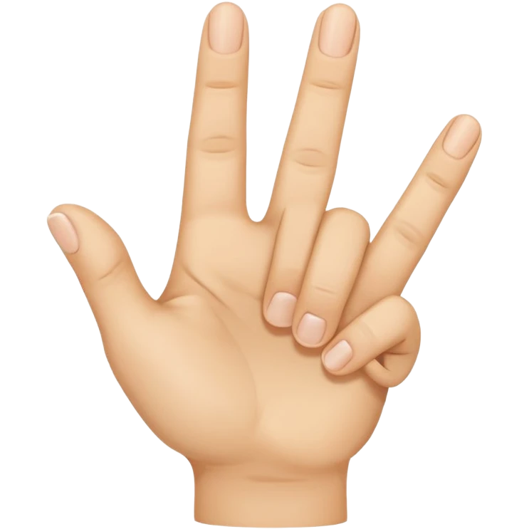 “Emoji of a hand with the index finger bent back, middle finger raised, and thumb touching ring finger in a circle, flat emoji style.” emoji