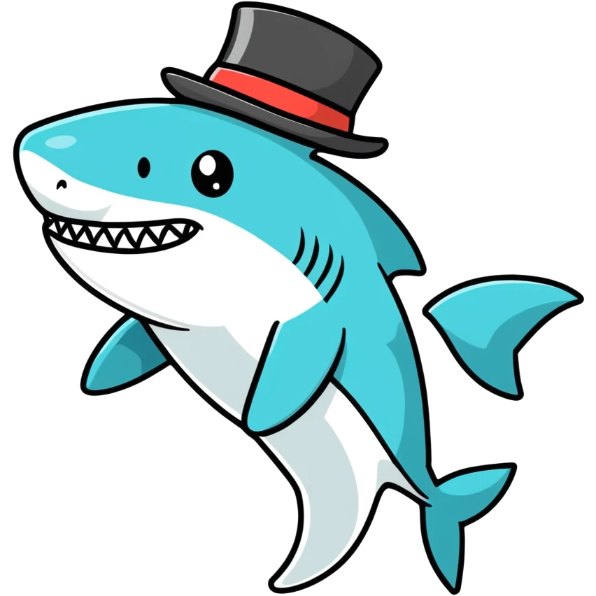 Shark with a top hat emoji