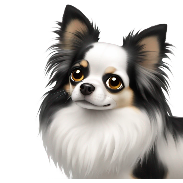 White chihuahua black spots long haired  emoji