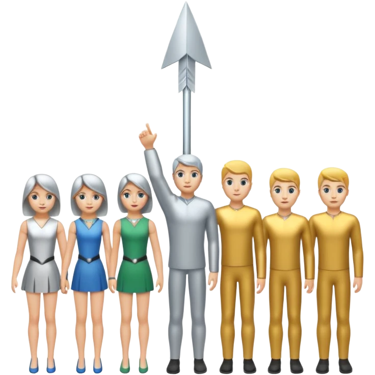 arrow going from one figure to a group of people emoji