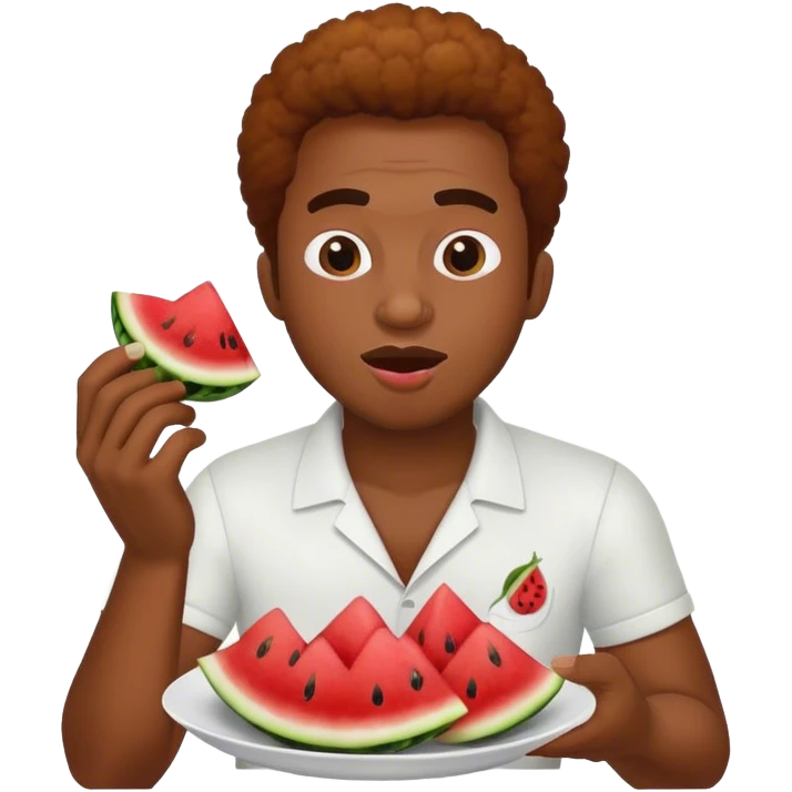 Black man eating watermelon on fried chicken  emoji